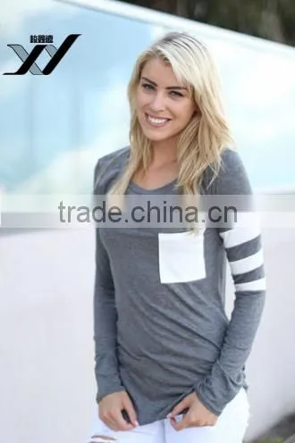 Long Sleeve Women Patchwork T-shirt photo-2