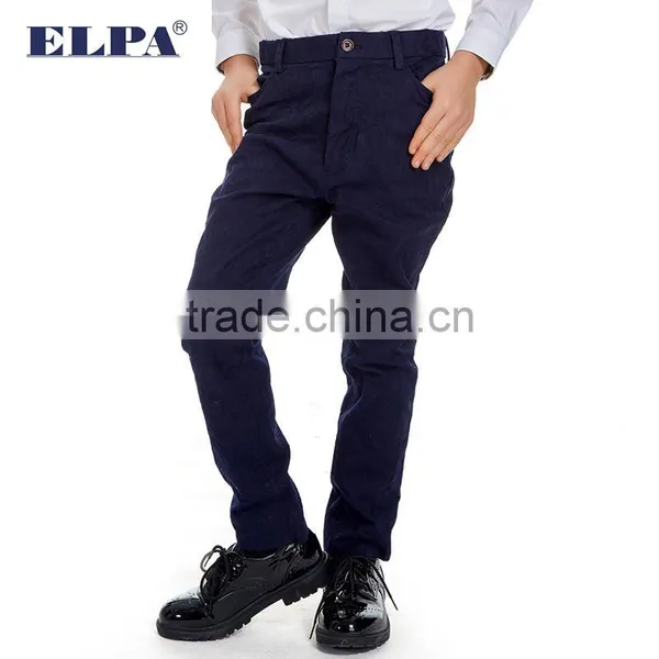 ELPA Latest Design Embroidered Dark Blue Elastic Boys' Trousers Handsome Casual Boys Pants With Elastic Belt Waist