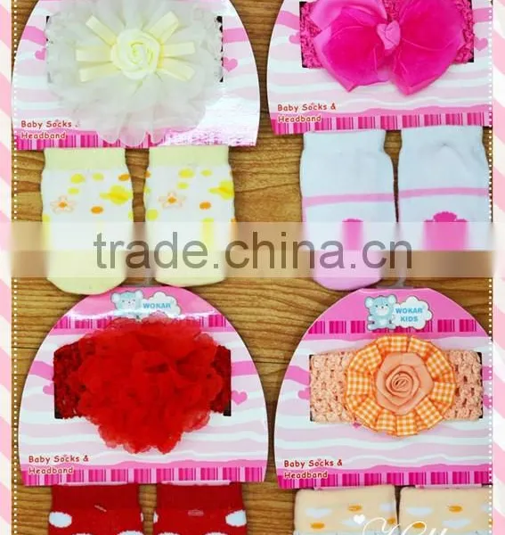 Flower Plain Baby Girl's Headband + Socks Set for Baby Gift photo-2