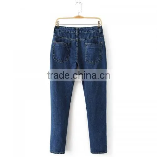 High Waist Women Jeans Embroidered Floral Narrow Bottom Various Types of Trousers photo-4