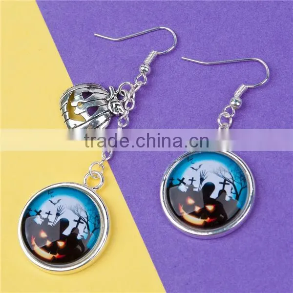 Resin Halloween Earrings Silver Plated Pumpkin 7.1cm 5cm X2.4cm photo-2
