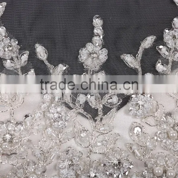 2017 New Style Luxury Beaded Round Neck Long Sleeve Mermaid Lace Wedding Dress BS42 photo-2
