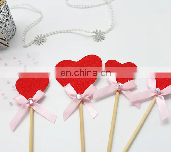 New Design Red Heart With Bow Wedding Birthday Cake Topper photo-5