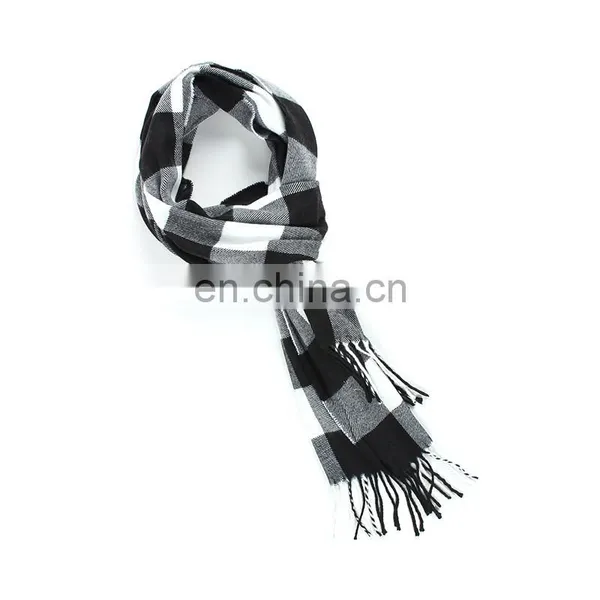 Acrylic Material Tassel Style Stripe Checked Scarf photo-5