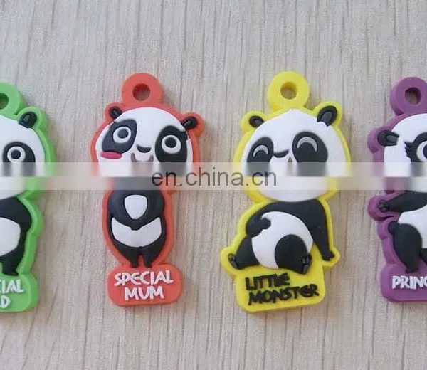 Cute cartoon China panda pvc rubber zipper puller head
