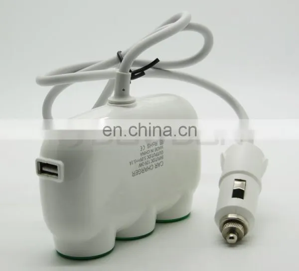 3 Way Auto Dual USB Port Car Cigarette Lighter Socket Adapter Charger for IPhone Samsung Phone photo-5