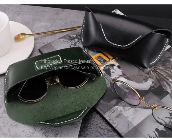 100% Purity Hand-made Leather Eyeglasses Case; Vintage and Crush-resistant Sunglasses Case photo-3