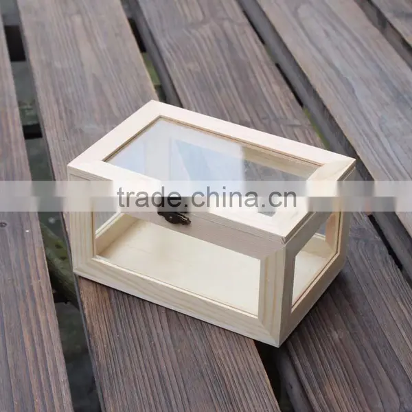 Custom Glass and Hinged Lid Pine Wood Storage Boxes Quality Choice photo-2
