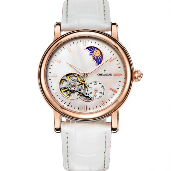 Stainless Steel Mechanical Women Watches Lady Genuine Leather Fashion Automatic Watch