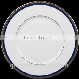 20pcs Blue Fabric Bone China Dinnerware Set With Embossed Gold Design photo-3