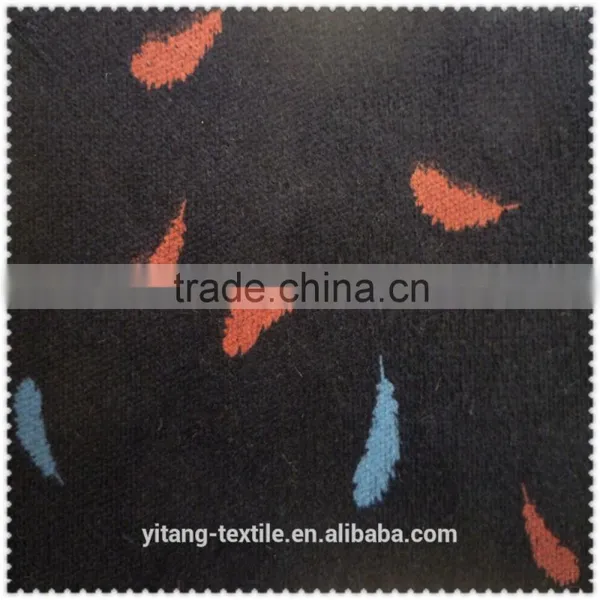 Feather Printed Spandex Corduroy Fabric