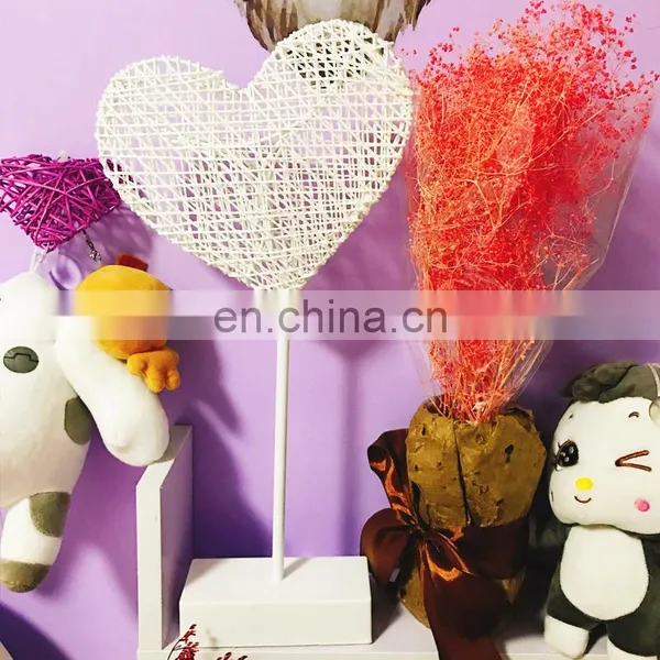 Modern Design Ramadan Led Rattan Wire Moon Star Heart Decoration Night Light With Wooden Base for Festival Celebration photo-2