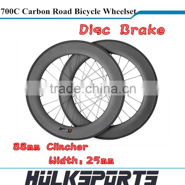 Disc Brake Road Bicycle Wheels Wholesale 700c Full Carbon Road Bike Clincher Wheelset 88mm Carbon Wheels With 25mm Width photo-2