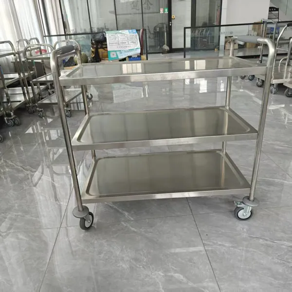 U-Shaped Handle Stainless Steel Utility Cart with Universal Wheels