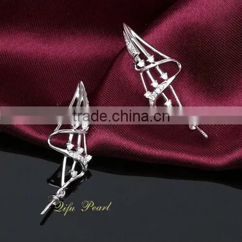 18k Gold Earring Mountings for Tahitian Pearl photo-2