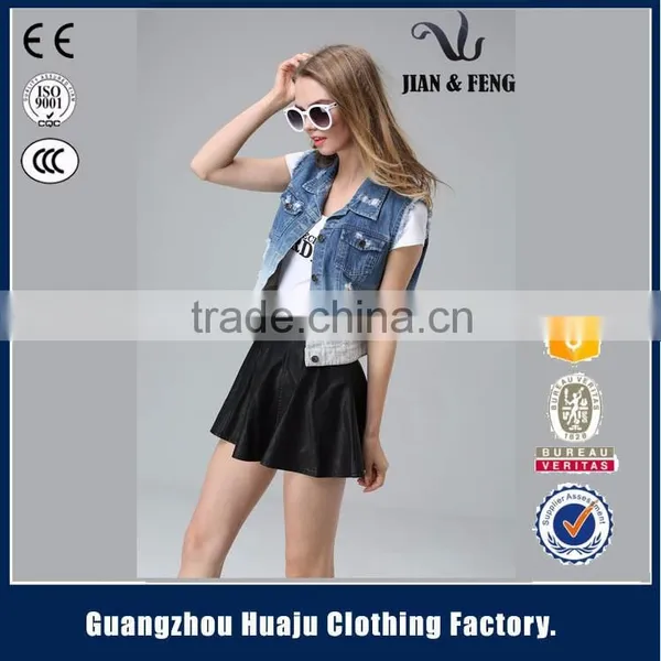 2016 Summer Fashion Hot Sale New Design Girl Denim Vest photo-5