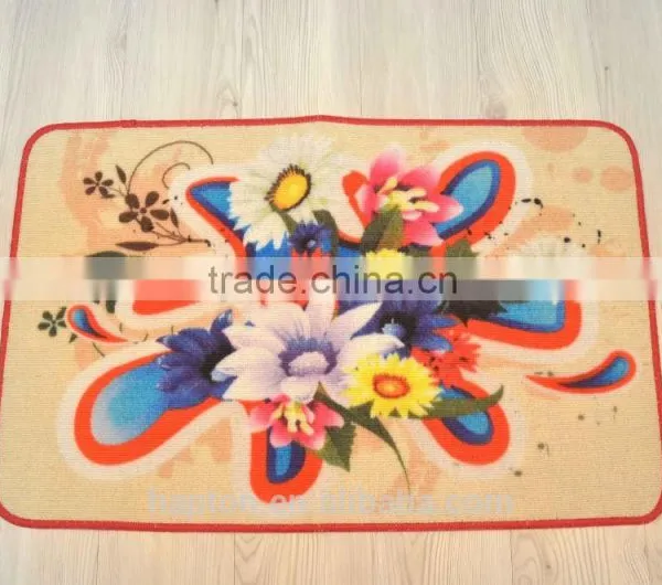 50*80cm Loop Pile Printing Carpet With Anti-slip Backing Latex/tpr Flower Design Nylon Printing Mat