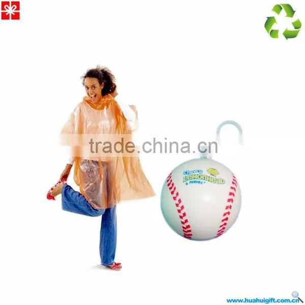 2014 100%ECO Extreme Sports Poncho Ball With Keychain Disposable LDPE Raincoat