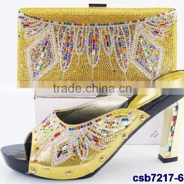 CSB7217 Top Fashion Latest Fashion Woman Italy Style High Heel Shoes and Glitter Bags photo-6