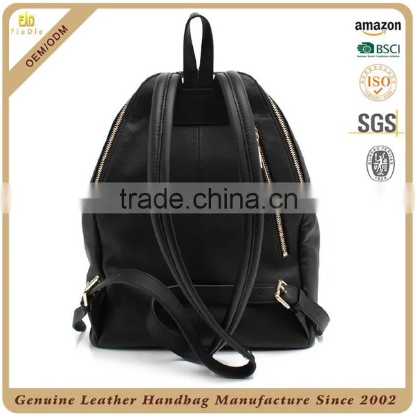 Guangzhou Leather Bag Manufacturer OEM Durable Genuine Leather Backpack With Zippers photo-4