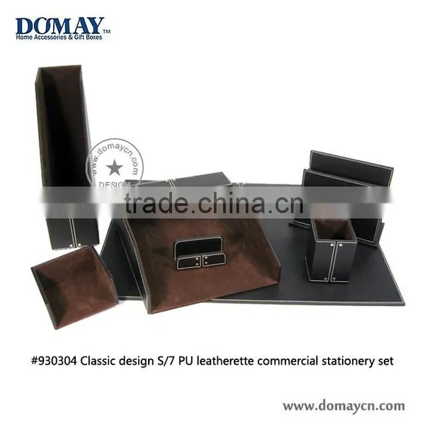 Classic Design S/7 PU Letherette Commercial Stationery Set, Custom Office Desktop Set