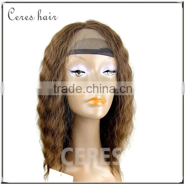 Sexy & Wild Long Curly Wavy Hair Wig Slight Brown 100 Percent Human Hair Wigs With Front Lace Cap photo-4