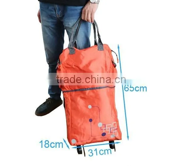 Orange Shoulder Folding Shopping Bags With Wheels GWB021 photo-2