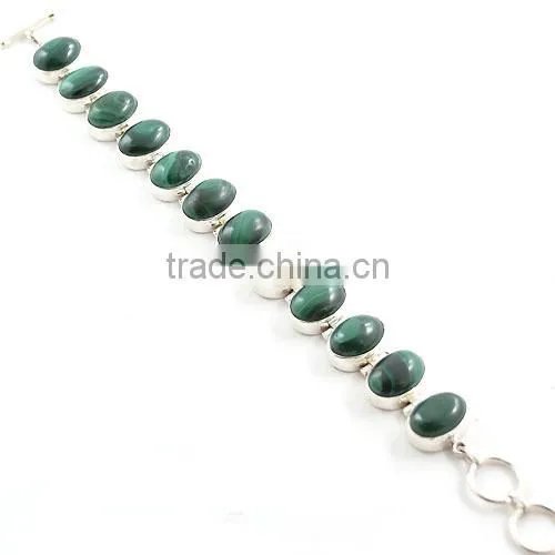 Malachite Bracelet 925 Silver Jewelry Wholesale Indian Jewelry Handmade Bracelet photo-2
