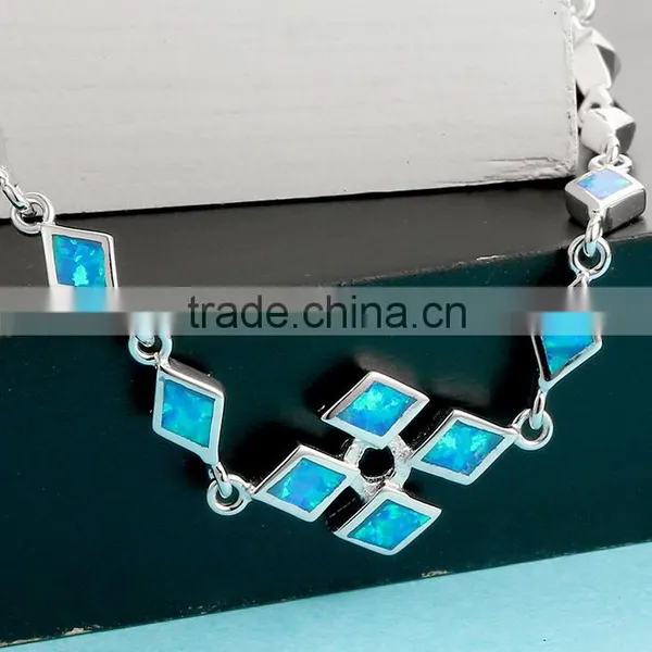 925 Sterling Silver Blue Opal Bracelet For Men Fine Jewelry SBI182W photo-4