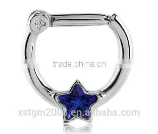 Diamond Stainless Steel Clicker Star Nose Ring Clicker Piercing Jewelry photo-2