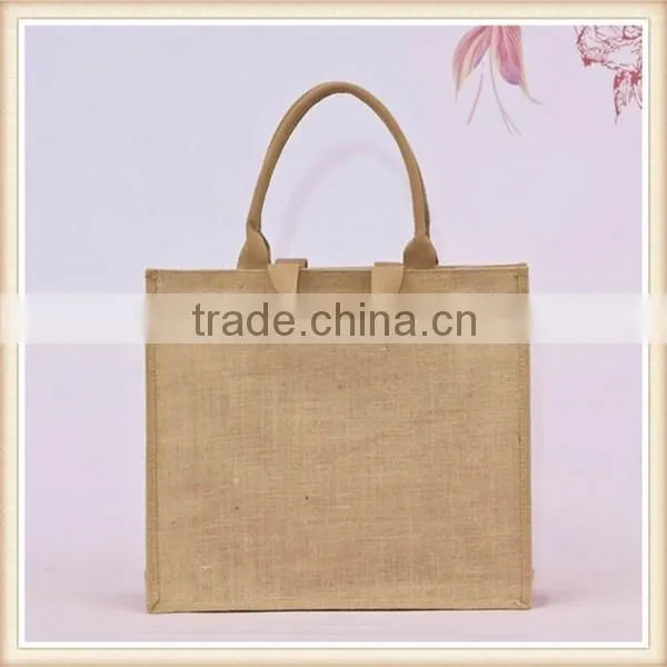 Double Tote Jute Bag With Pocket Front photo-3