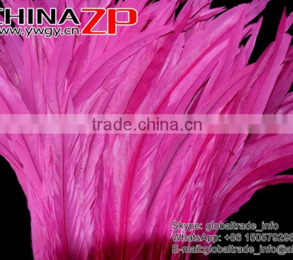 Top Supplier ZPDECOR Wholesale 35-40cm Length Good Quality Hot Pink Fully Dyed Rooster Chicken Feathers photo-3