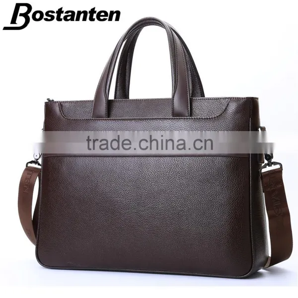Horizontal Cowhide Leather Vintage Men Briefcase Laptop Bag Messenger Hand Bag photo-4