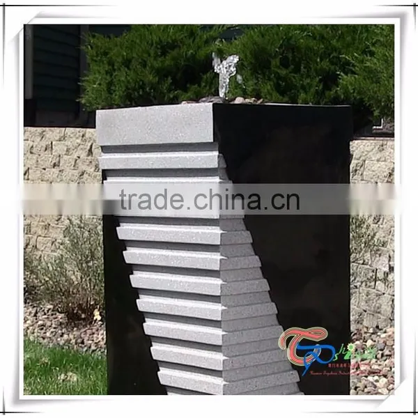 Fiberglass Square Pillar Fountain Imitate Marble Solar Water Feature photo-2