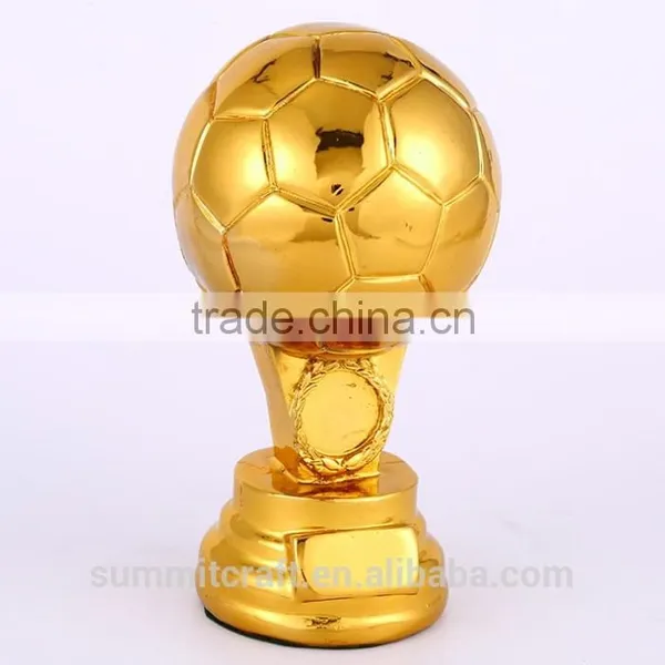 Wholesale Resin Gold Plated Football Trophy Soccer