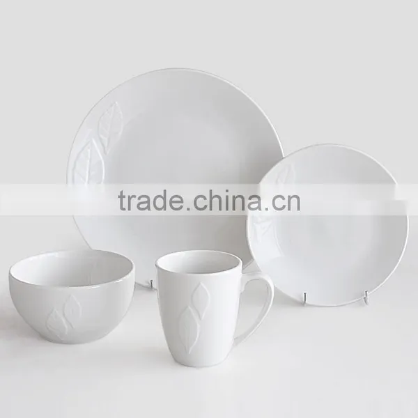 16pcs Porcelain Relief Dinnerware Set,porcelain Embossed Design Dinner Set,16pcs Ceramic Dinner Set in Relief photo-3