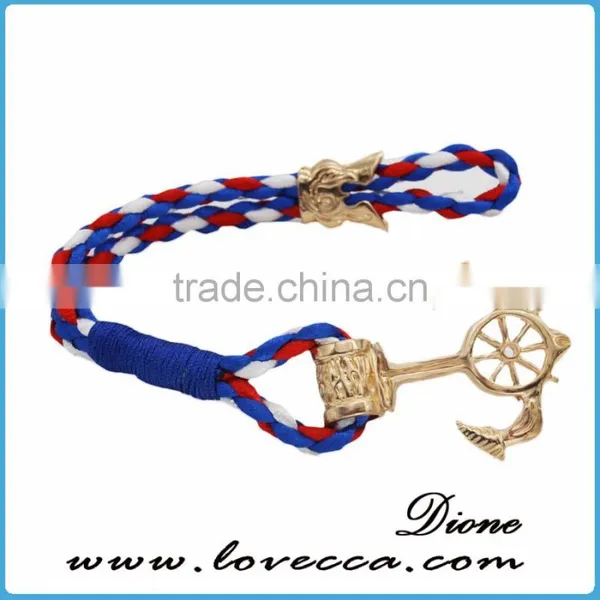 New Design Cheap Custom Jewelry Handmade Multi Color Nylon Nautical Rope Anchor Bracelet for Men photo-2