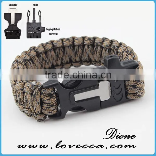 Outdoor Can OEM Logo With Fire Starter and Flint Paracord Bracelet Survival photo-6