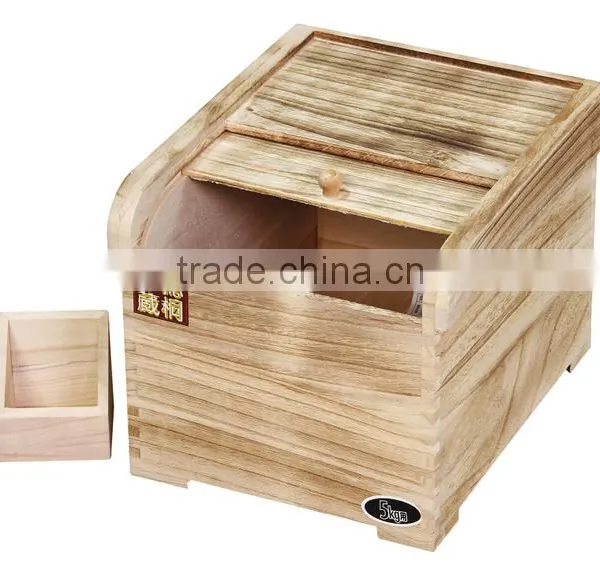 High Quality Wooden Rice Box With Burnning Color photo-4