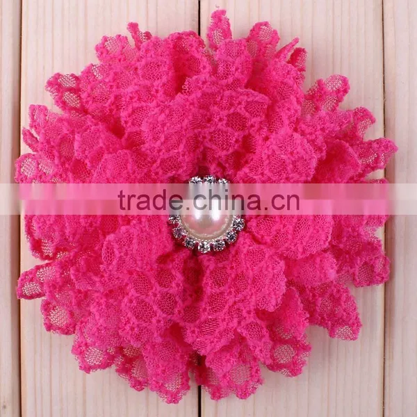 Fabric Flower With Pearl Beads Center for Kids Hair Accessories photo-6