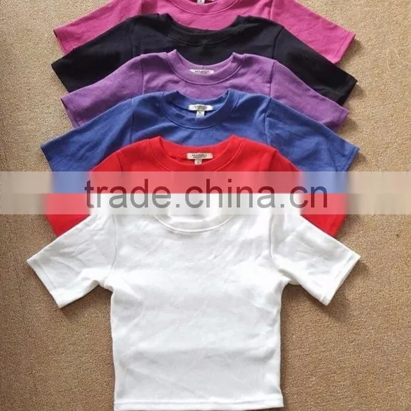 2016 Women's Fashion Croptop T-shirt , Blank T-shirt photo-3