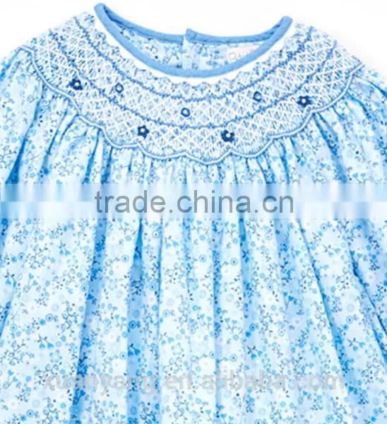 Wholesale Kids Clothing Set Girls Winter Cotton Outfit Smocked Baby Clothes Set For Holiday Toddler Ruffle Dress Set Plain Pant photo-2