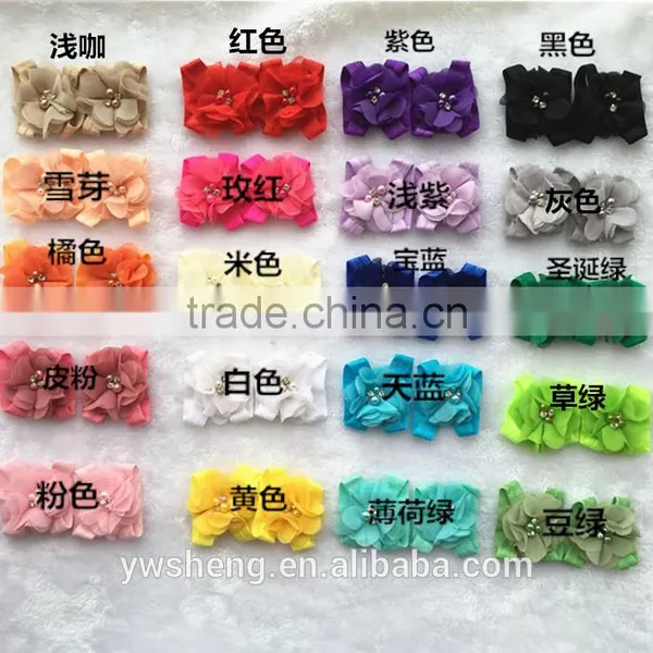 Wholesale Foot Flower Chiffon Accessories Foot Ornaments Baby Photography Shooting Props Baby Pearl Foot Flowers photo-6