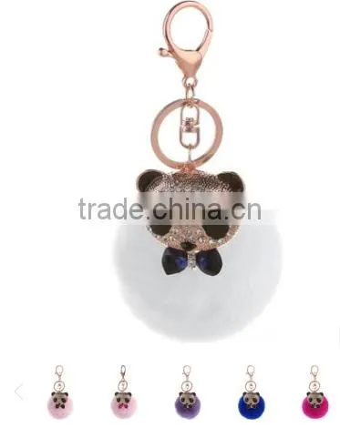 2017 New Design Animal Fur Pom Pom Keychain Wholesale Fur Ball Animal Keychain Hot Selling Fur Ball Woman Bag Charms photo-5
