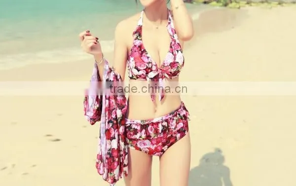 Swimsuit Female Three-piece Supporting Them Bikini Sexy Small Breasts Steel Belly Show Thin the New 2016 photo-3