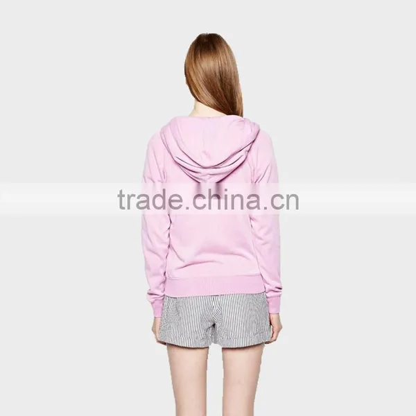 Ladies Sportswear Pink Hoodies 100%Jersey Zipper up photo-2
