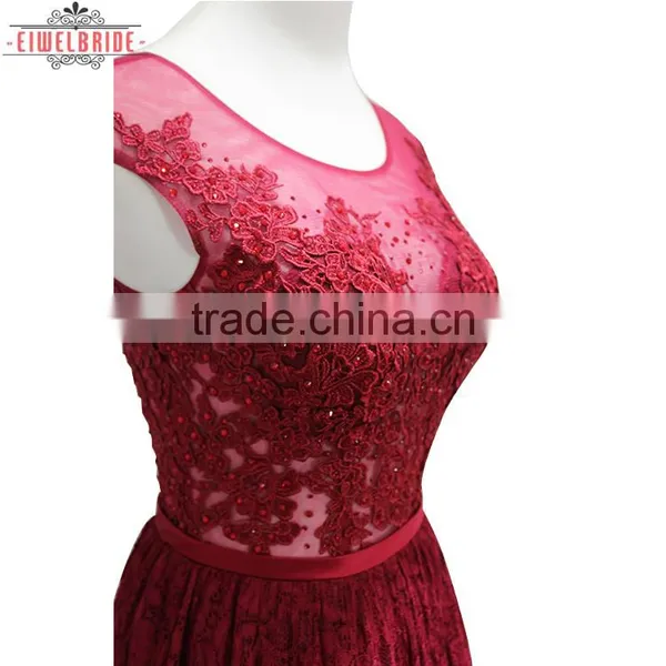 OEM Long Floor-length Red Beaded Evening Dress photo-3