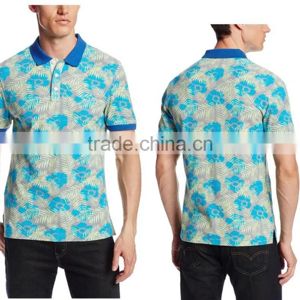 Custom Mens Formal Wholesale Full Printed Different Color Collar Polo Shirt photo-3
