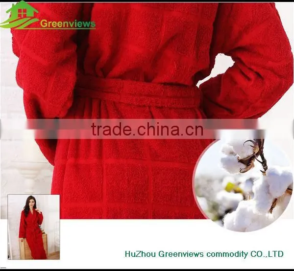 Wholesale Cotton Blue Red Down Robes Velvet Tartan Design Bathrobe Couples Bathrobe photo-5