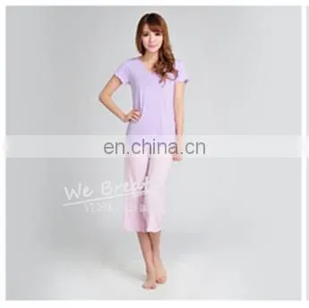 Women's Bamboo Jersey Spring Summer Pajama Lounge Pants 3/4 Length photo-6